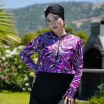 CROP MODEL TESETTÜR MAYO - MOR EBRU DESEN