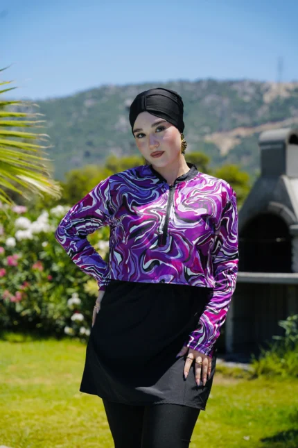 CROP MODEL TESETTÜR MAYO - MOR EBRU DESEN
