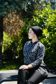 CROP MODEL TESETTÜR MAYO - SİYAH ZİNCİR DESEN - Görsel 3