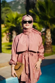 PARAŞÜT KUMAŞ TESETTÜR MAYO - GÜL KURUSU