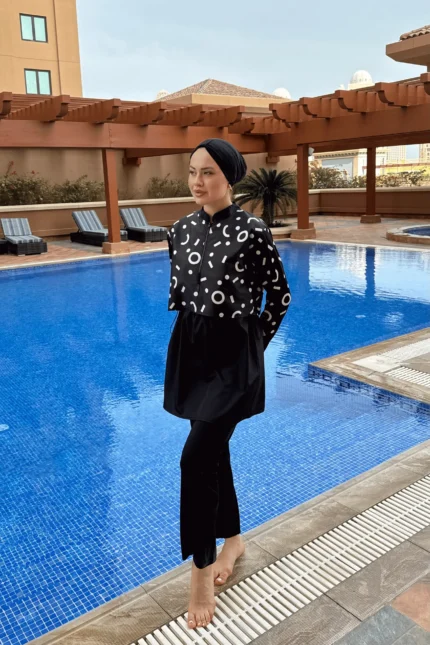 Yarım Dijital Baskılı Tesettür Mayo