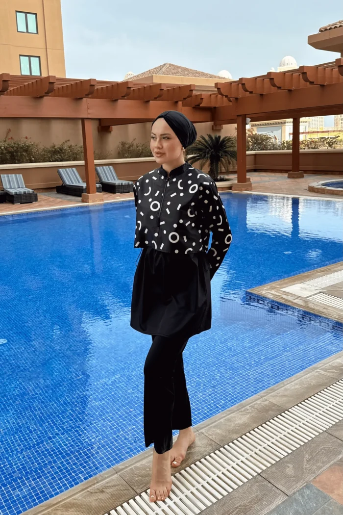 Yarım Dijital Baskılı Tesettür Mayo - Görsel 1