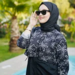 TESETTÜR MAYO UZUN - SİYAH DESENLİ