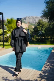 PARAŞÜT KUMAŞ TESETTÜR MAYO - SİYAH - Görsel 4