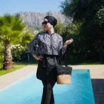 CROP MODEL TESETTÜR MAYO - SİYAH BEYAZ YAPRAK DESEN