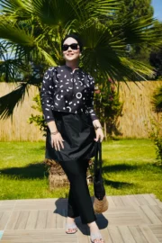CROP MODEL TESETTÜR MAYO – SİYAH BEYAZ YUVARLAK - Görsel 5