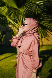 PARAŞÜT KUMAŞ TESETTÜR MAYO - GÜL KURUSU - Görsel 5