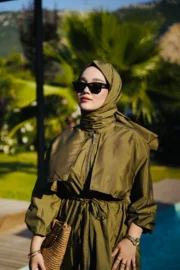 PARAŞÜT KUMAŞ TESETTÜR MAYO - HAKİ YEŞİLİ - Görsel 2