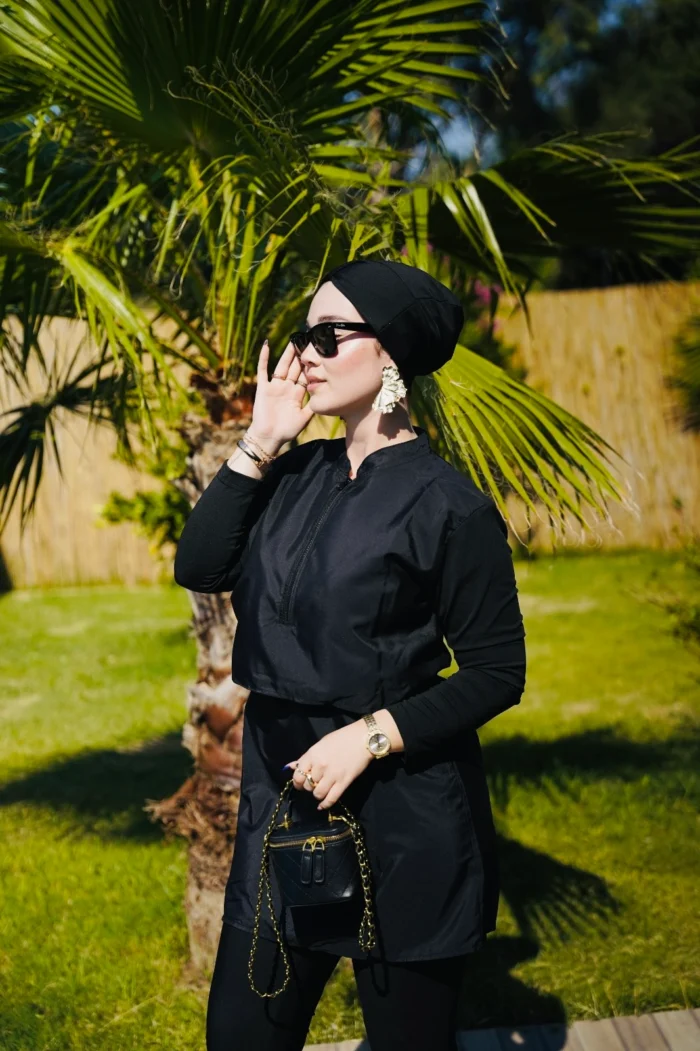 CROP MODEL TESETTÜR MAYO - DÜZ SİYAH - Görsel 5
