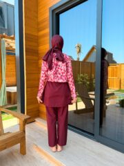 CROP MODEL TESETTÜR MAYO - BORDO ÇİÇEK DESEN - Görsel 6