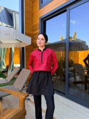 CROP MODEL TESETTÜR MAYO - KİREMİT ÇİZGİ DESEN - Görsel 7