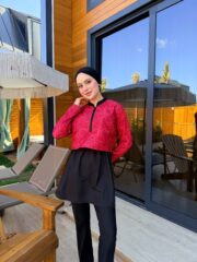 CROP MODEL TESETTÜR MAYO - KİREMİT ÇİZGİ DESEN - Görsel 8