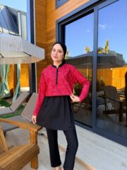 CROP MODEL TESETTÜR MAYO - KİREMİT ÇİZGİ DESEN - Görsel 6