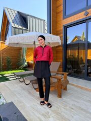 CROP MODEL TESETTÜR MAYO - KİREMİT ÇİZGİ DESEN - Görsel 3