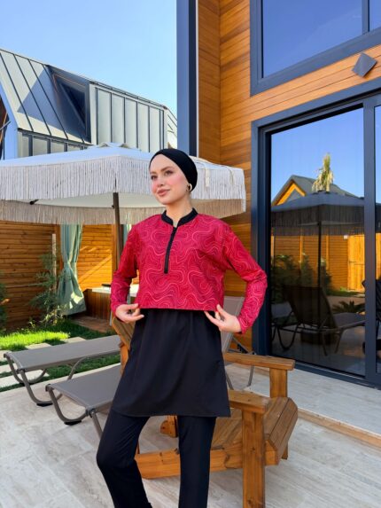 CROP MODEL TESETTÜR MAYO - KİREMİT ÇİZGİ DESEN