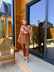 CROP MODEL TESETTÜR MAYO - KAHVE DESENLİ - Görsel 7