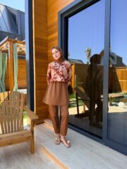 CROP MODEL TESETTÜR MAYO - KAHVE DESENLİ - Görsel 6