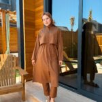 PARAŞÜT KUMAŞ TESETTÜR MAYO UZUN - KAHVERENGİ UZUN