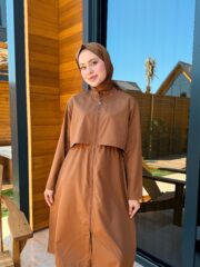 PARAŞÜT KUMAŞ TESETTÜR MAYO UZUN - KAHVERENGİ UZUN - Görsel 6