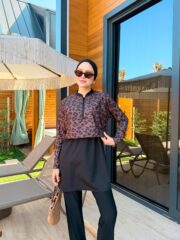 CROP MODEL TESETTÜR MAYO - LEOPAR KAHVERENGİ DESEN - Görsel 5