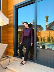 CROP MODEL TESETTÜR MAYO - LEOPAR MOR DESEN - Görsel 6