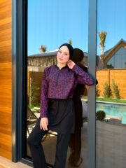 CROP MODEL TESETTÜR MAYO - LEOPAR MOR DESEN - Görsel 4