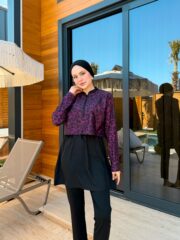 CROP MODEL TESETTÜR MAYO - LEOPAR MOR DESEN - Görsel 3