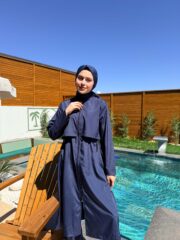 PARAŞÜT KUMAŞ TESETTÜR MAYO UZUN - LACİVERT - Görsel 2