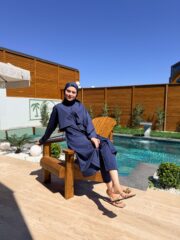 PARAŞÜT KUMAŞ TESETTÜR MAYO UZUN - LACİVERT - Görsel 5