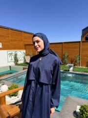 PARAŞÜT KUMAŞ TESETTÜR MAYO UZUN - LACİVERT - Görsel 3