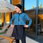 CROP MODEL TESETTÜR MAYO - MAVİ ETNİK DESEN