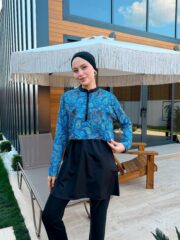 CROP MODEL TESETTÜR MAYO - MAVİ ETNİK DESEN - Görsel 4