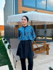 CROP MODEL TESETTÜR MAYO - MAVİ ETNİK DESEN - Görsel 3