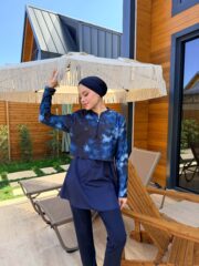 CROP MODEL TESETTÜR MAYO - MAVİ GALAKSİ DESEN - Görsel 2