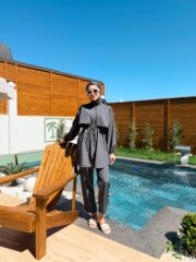 PARAŞÜT KUMAŞ TESETTÜR MAYO - ANTRASİT - Görsel 8