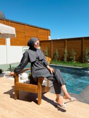 PARAŞÜT KUMAŞ TESETTÜR MAYO - ANTRASİT - Görsel 4