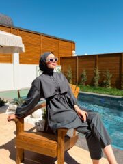 PARAŞÜT KUMAŞ TESETTÜR MAYO - ANTRASİT - Görsel 3