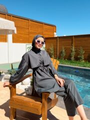 PARAŞÜT KUMAŞ TESETTÜR MAYO - ANTRASİT - Görsel 2