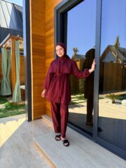 PARAŞÜT KUMAŞ TESETTÜR MAYO - BORDO