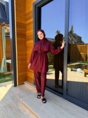 PARAŞÜT KUMAŞ TESETTÜR MAYO - BORDO - Görsel 6