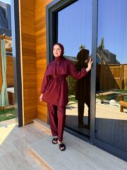 PARAŞÜT KUMAŞ TESETTÜR MAYO - BORDO - Görsel 4