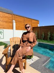 PARAŞÜT KUMAŞ TESETTÜR MAYO - KAHVERENGİ - Görsel 5