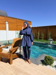 PARAŞÜT KUMAŞ TESETTÜR MAYO - LACİVERT - Görsel 7