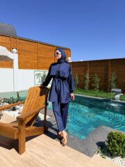 PARAŞÜT KUMAŞ TESETTÜR MAYO - LACİVERT - Görsel 6