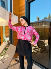 CROP MODEL TESETTÜR MAYO - PEMBE LALE DESEN - Görsel 7