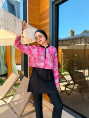 CROP MODEL TESETTÜR MAYO - PEMBE LALE DESEN - Görsel 6