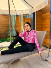 CROP MODEL TESETTÜR MAYO - PEMBE LALE DESEN - Görsel 5