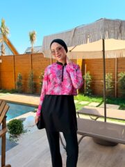 CROP MODEL TESETTÜR MAYO - PEMBE LALE DESEN - Görsel 3