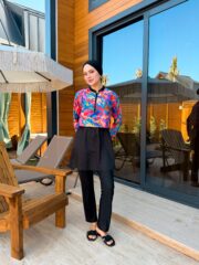 CROP MODEL TESETTÜR MAYO - PEMBE MAVİ DESEN - Görsel 8