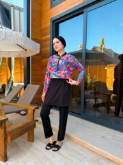 CROP MODEL TESETTÜR MAYO - PEMBE MAVİ DESEN - Görsel 7